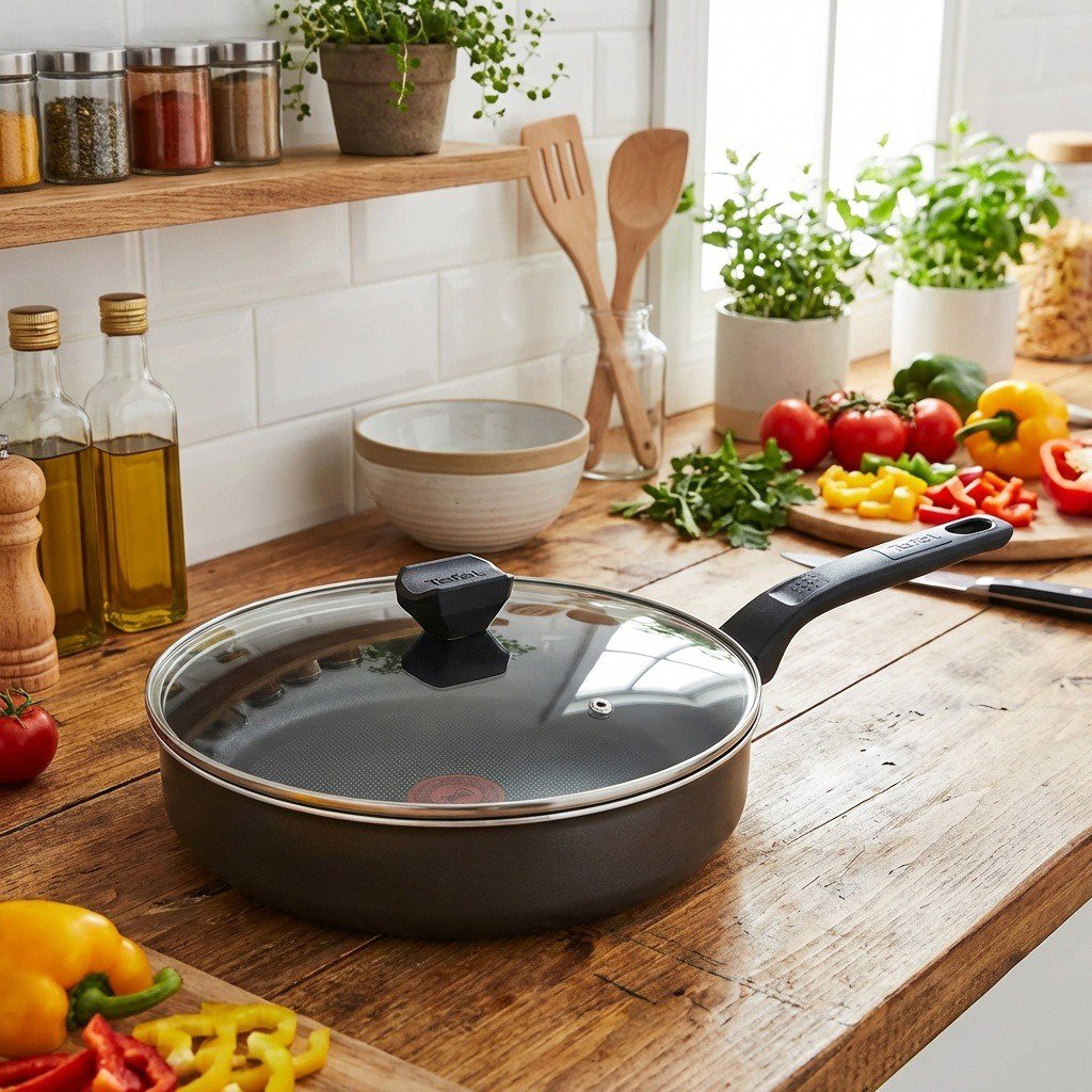 Tefal Simply Clean Deep Pan 24cm + Lid B5673253 Pan