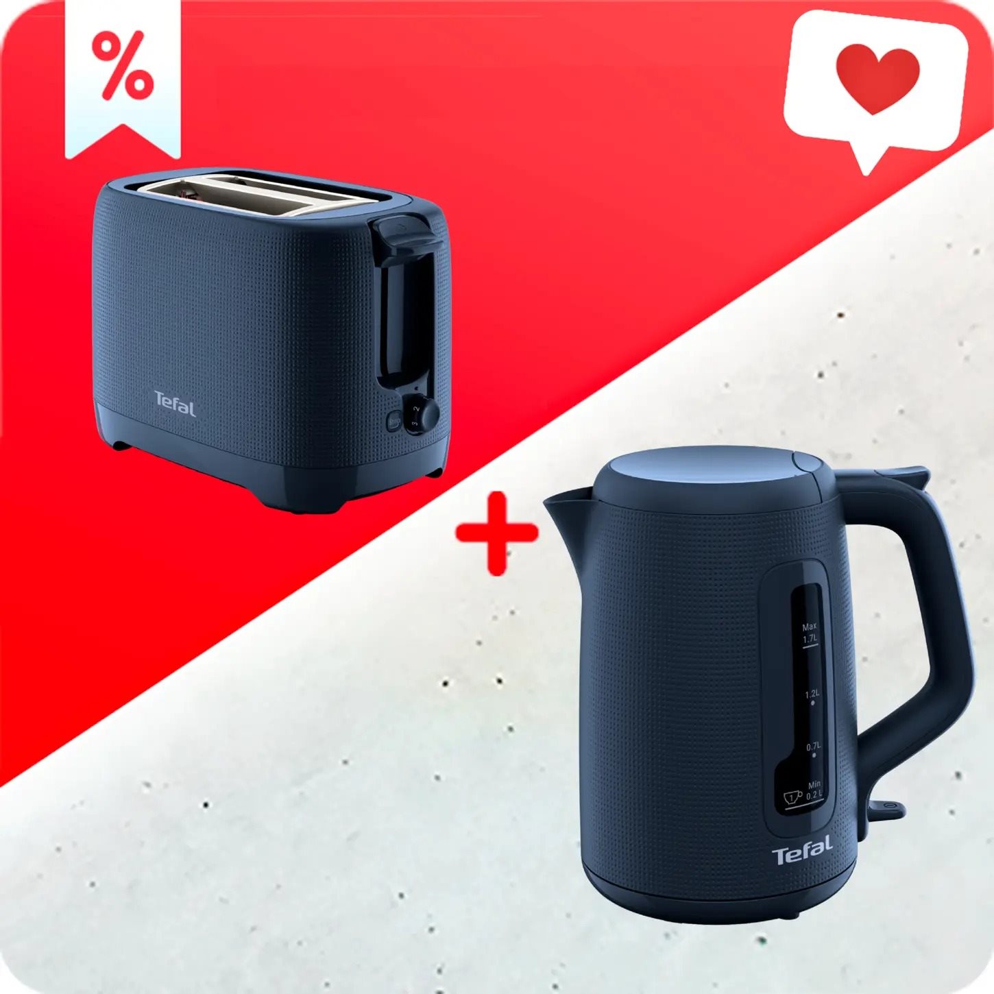 Tefal KO2M0410 Morning 1,7 l + Toaster Tefal TT2M1410 Morning Blue...
