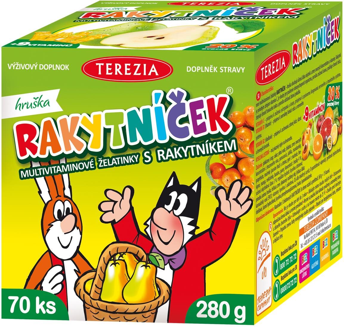 RAKYTNÍČEK želatinky Hruška 70 ks Multivitamín