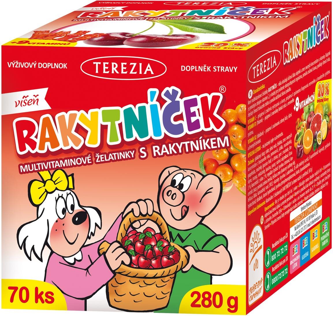 RAKYTNÍČEK želatinky VIŠŇA 70 ks Multivitamín