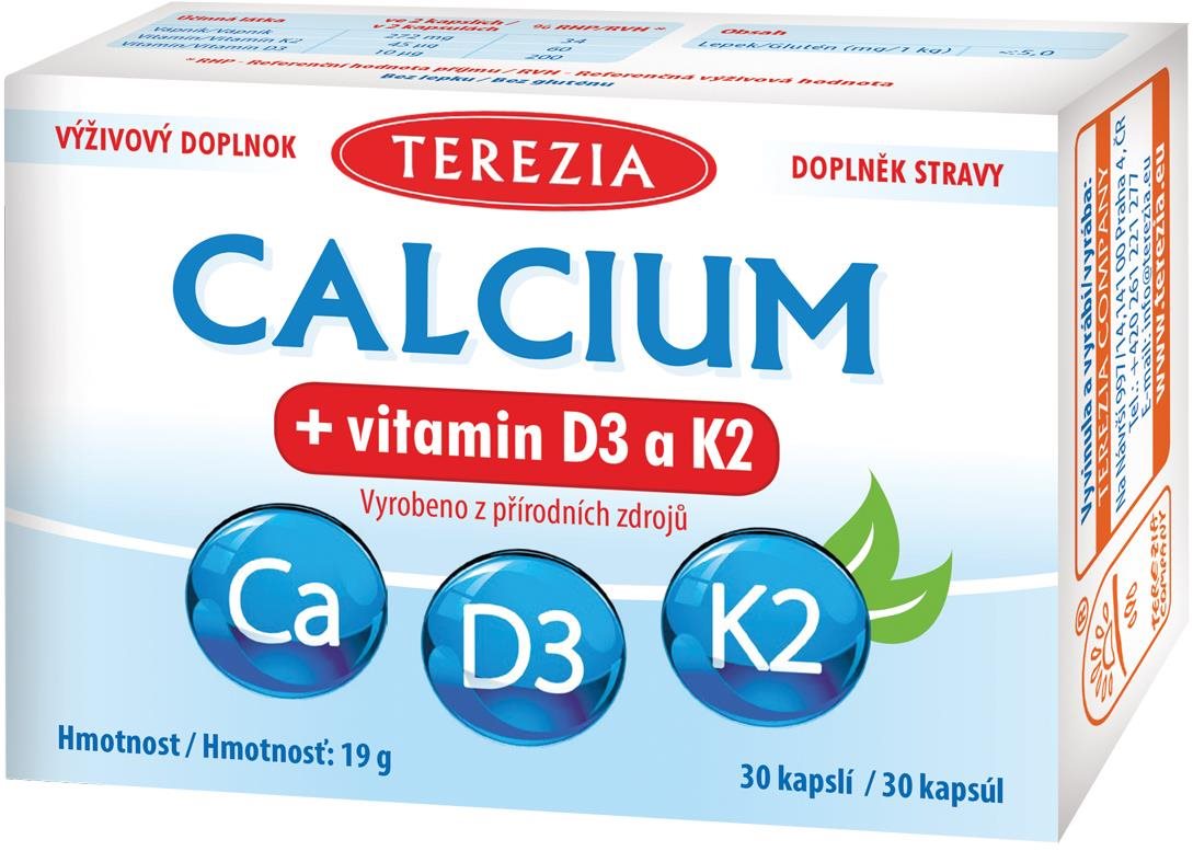 TEREZIA Calcium + vitamin D3 a K2 30 kapslí Vápník