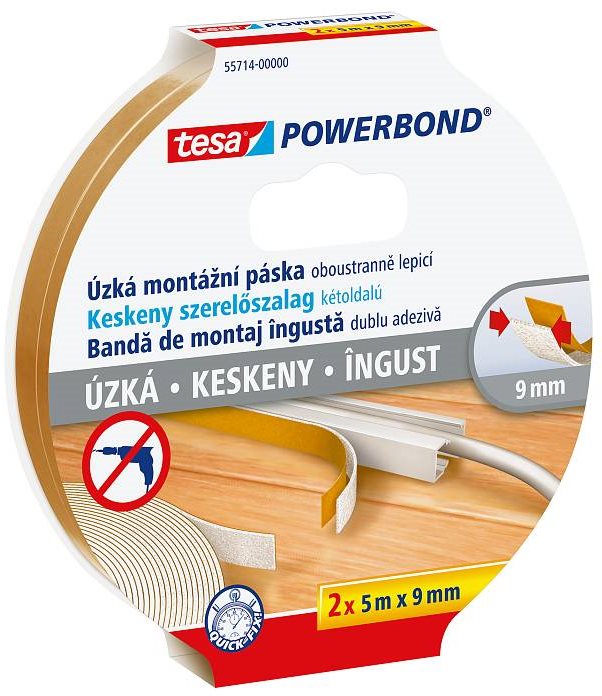 tesa Powerbond Slim – úzka, penová, 2 ks v balení, 5 m : 9 mm...