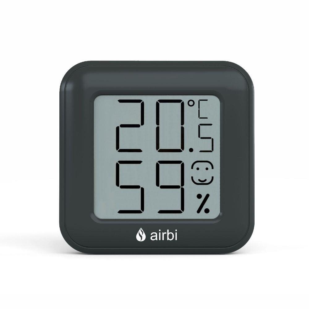 Airbi SMILE - Szobahőmérő és páratartalom-mérő - fekete Digitális...