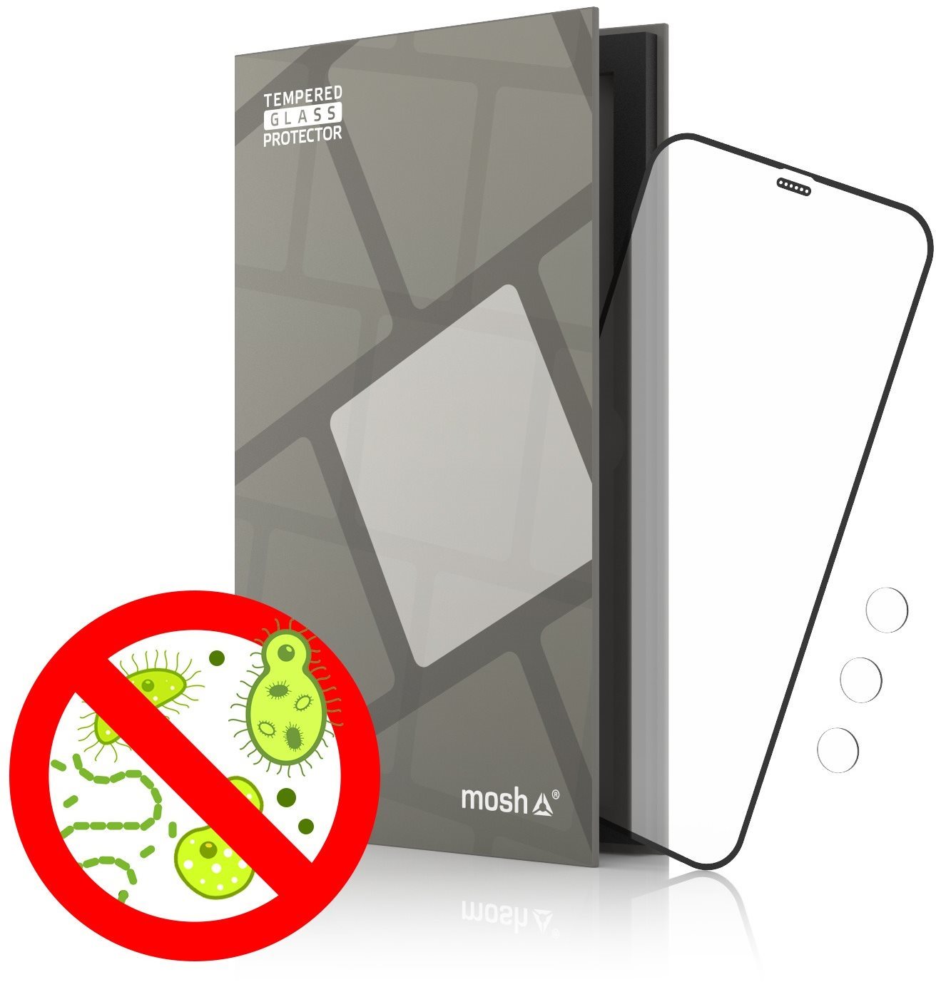 Tempered Glass Protector Antibacterial for iPhone 12/12 Pro, Black...