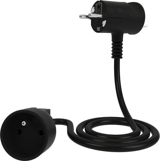 Tinen Extension Cord with Innovative Plug 1m Black Extension Cable