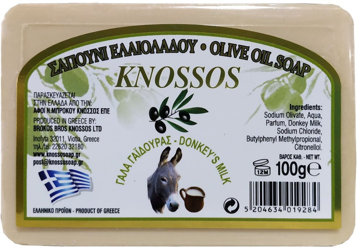 KNOSSOS Řecké olivové mýdlo s oslím mlékem 100 g Tuhé mýdlo