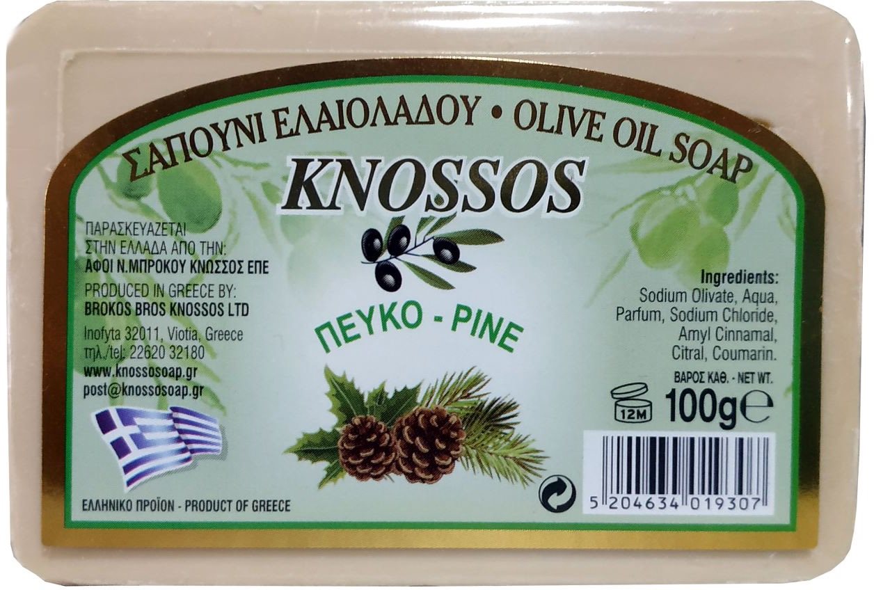 KNOSSOS Řecké olivové mýdlo s vůní borovice 100 g Tuhé mýdlo