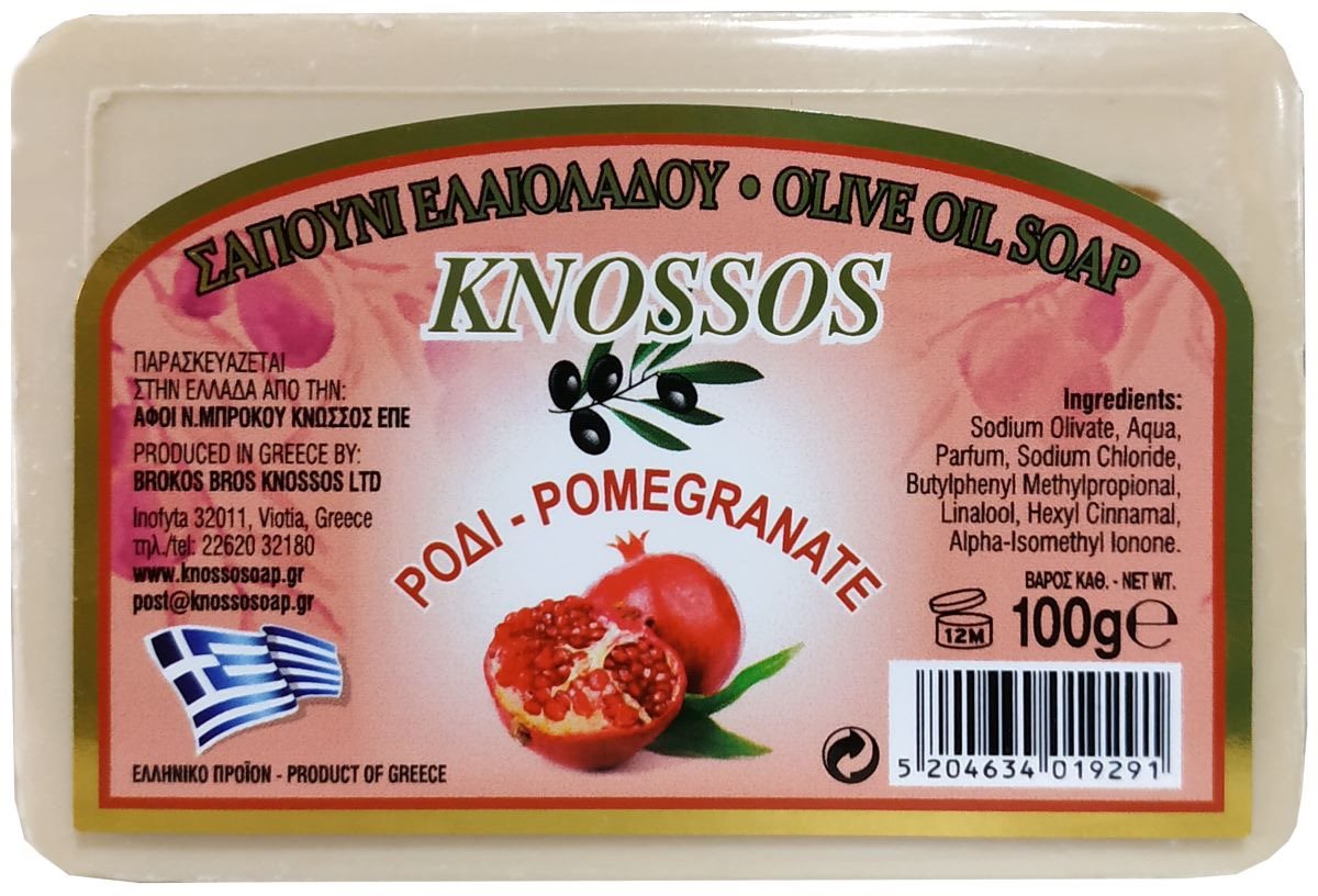 KNOSSOS Grécke olivové mydlo s vôňou granátového jablka 100 g Tuhé...