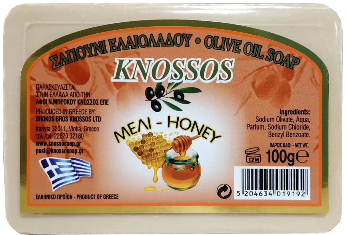 KNOSSOS Grécke olivové mydlo s vôňou medu 100 g Tuhé mydlo