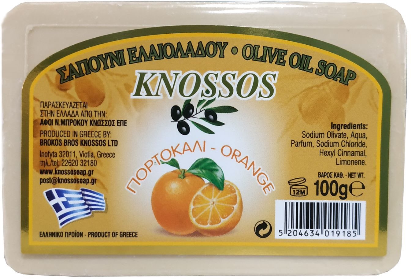 KNOSSOS Grécke olivové mydlo s vôňou pomaranča 100 g Tuhé mydlo
