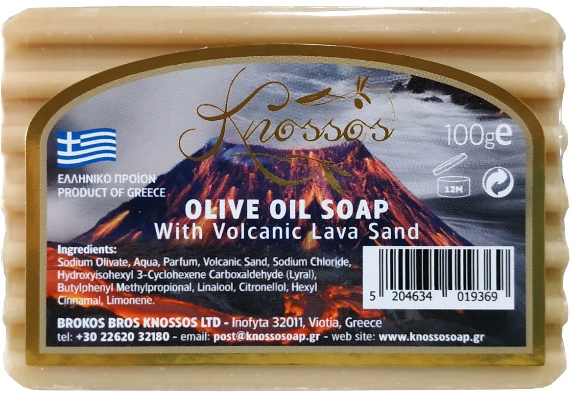 KNOSSOS Řecké olivové mýdlo s vulkanickým lávovým pískem 100 g Tuhé...