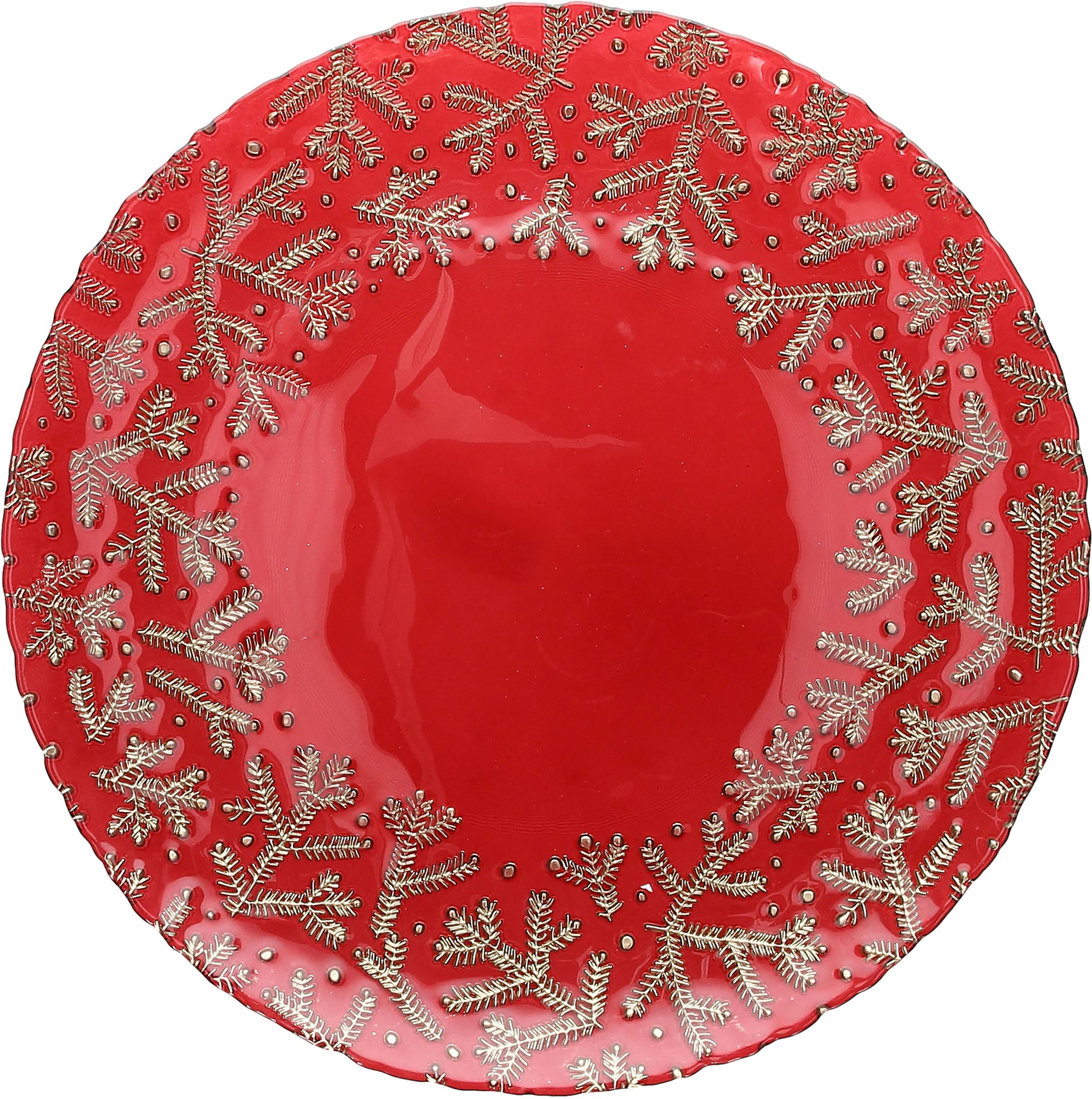 Tognana Podnos sklenený 33 cm NATALE HOLLY GOLD XMAS Podnos