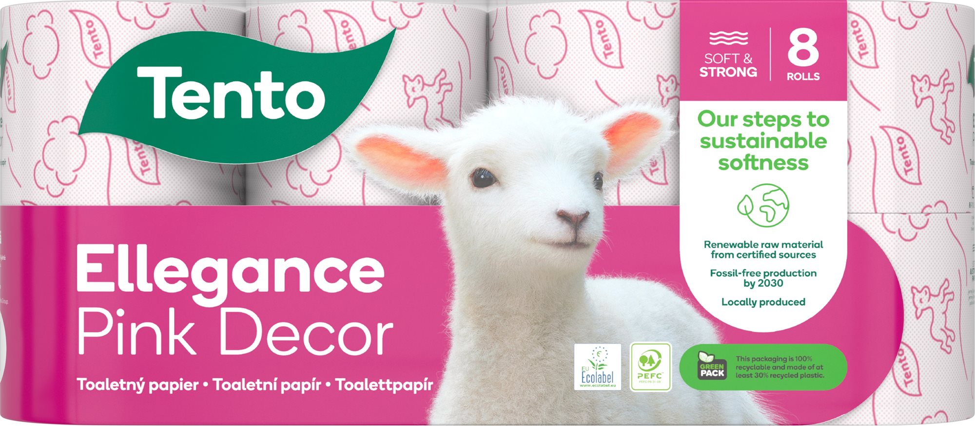 TENTO Ellegance Pink Decor (8 ks) Toaletný papier