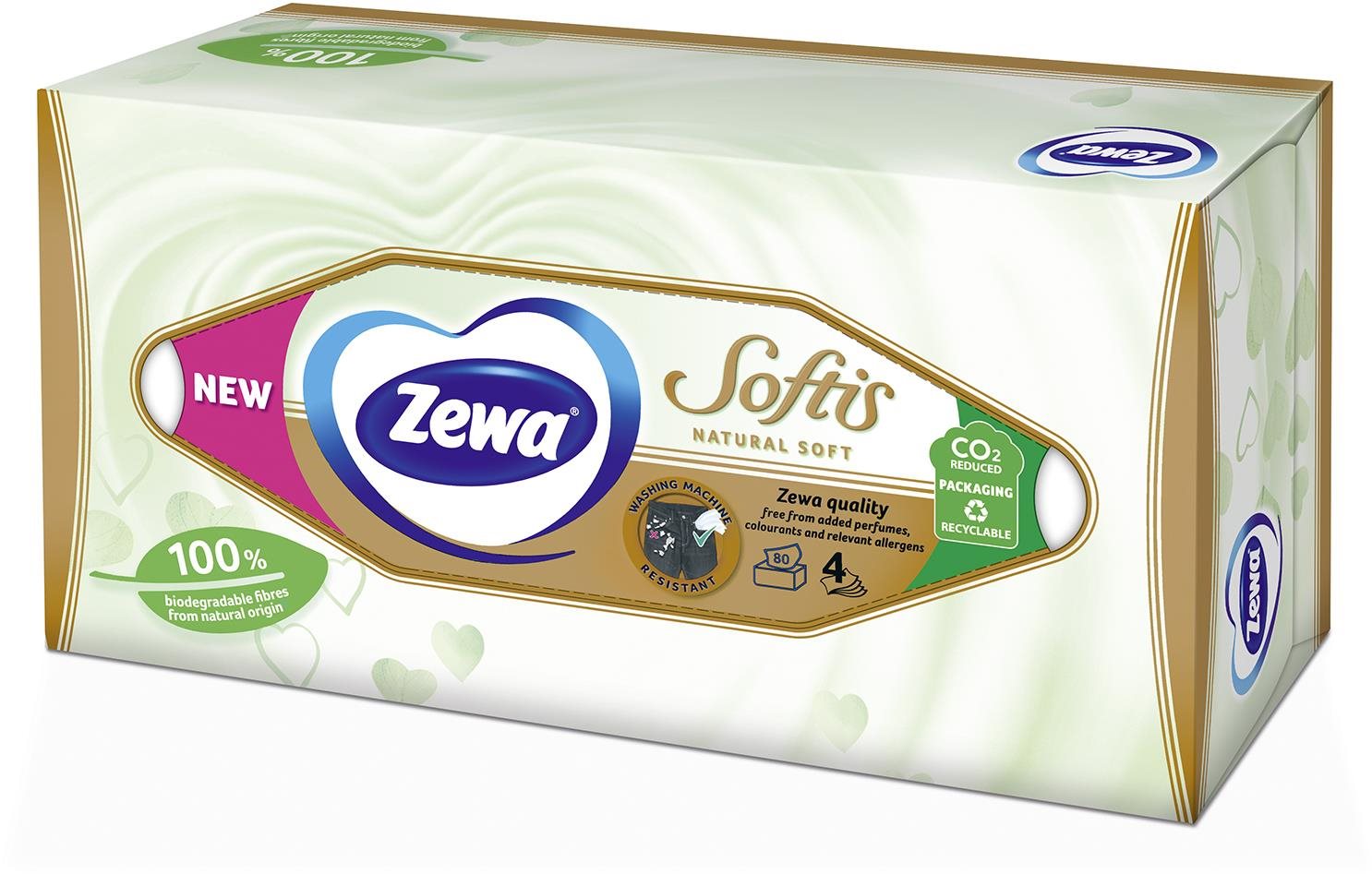 ZEWA Softis Natural Soft box 80 ks Papierové vreckovky