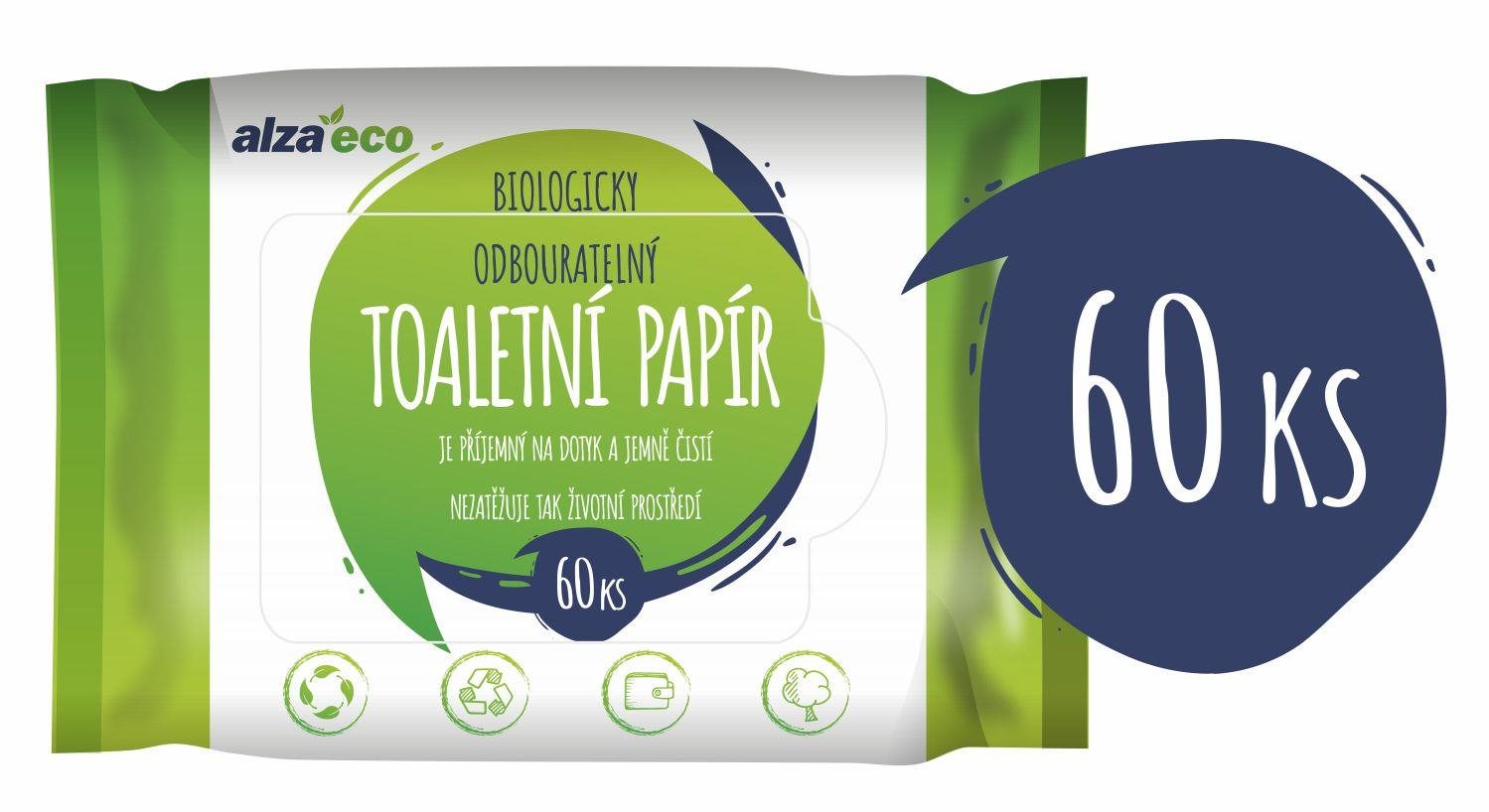 AlzaEco Biologicky odbúrateľný toaletný papier 60 ks Vlhčený...
