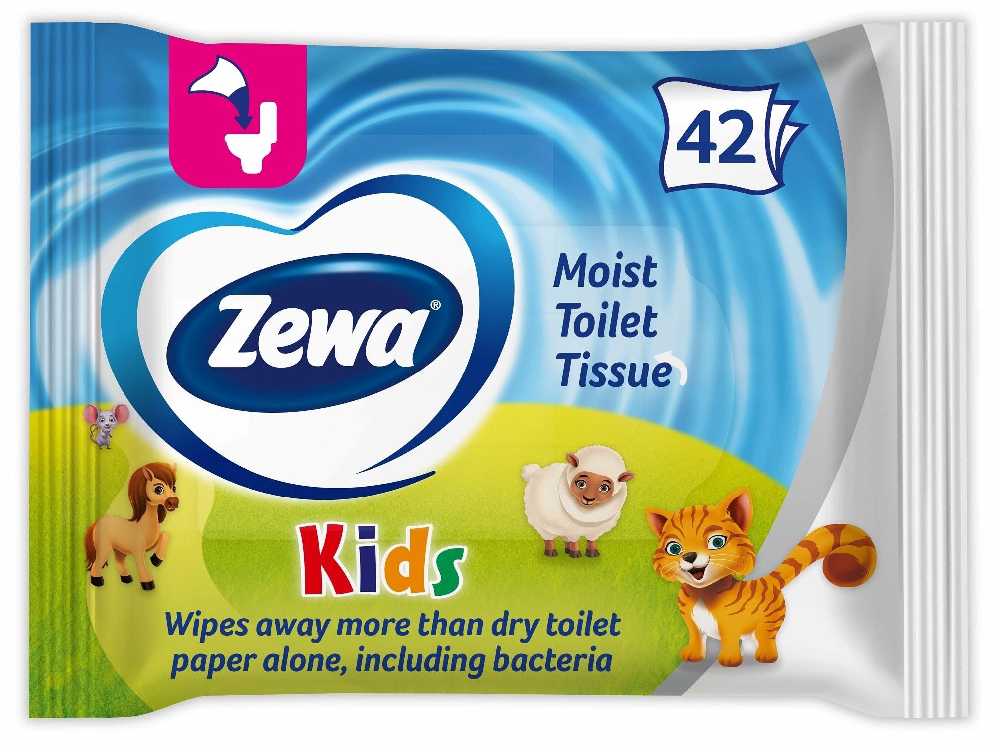 ZEWA Kids vlhčený toaletný papier (42 ks) Vlhčený toaletný papier
