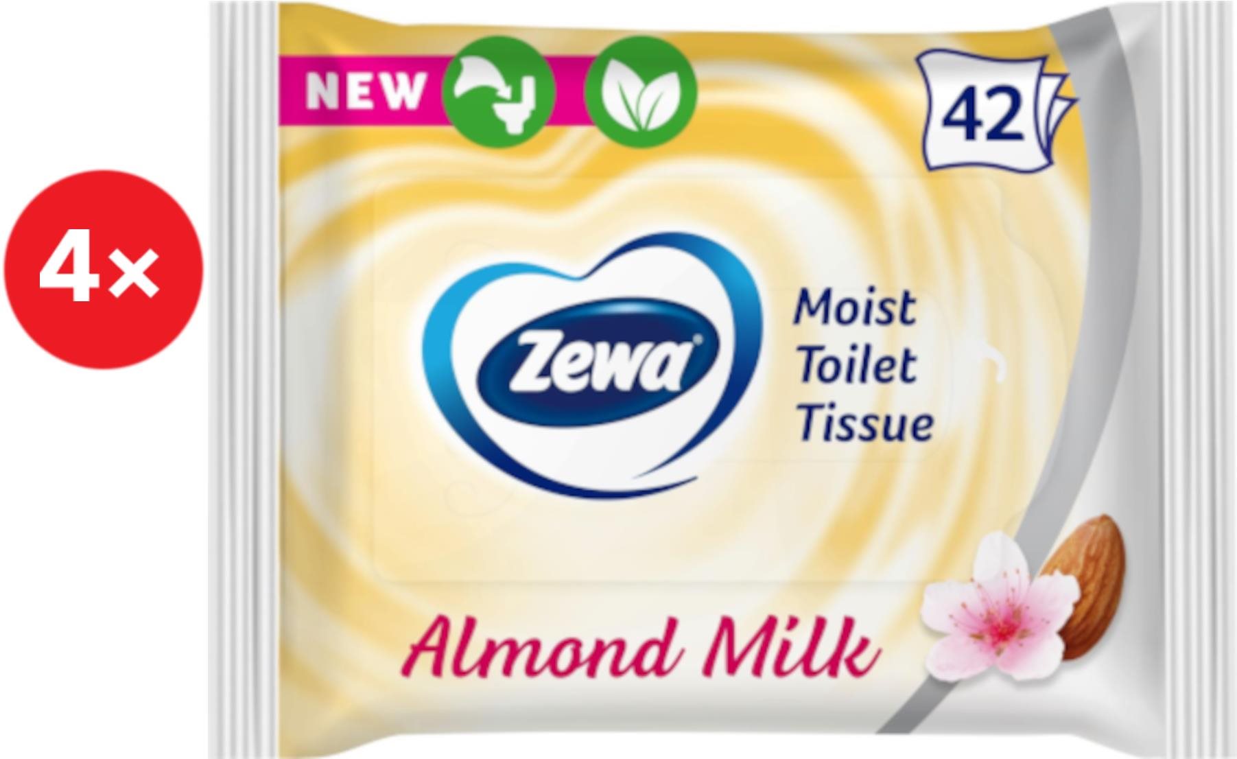 ZEWA Almond Milk Nedves toalettpapír (4× 42 db) Nedves wc papír