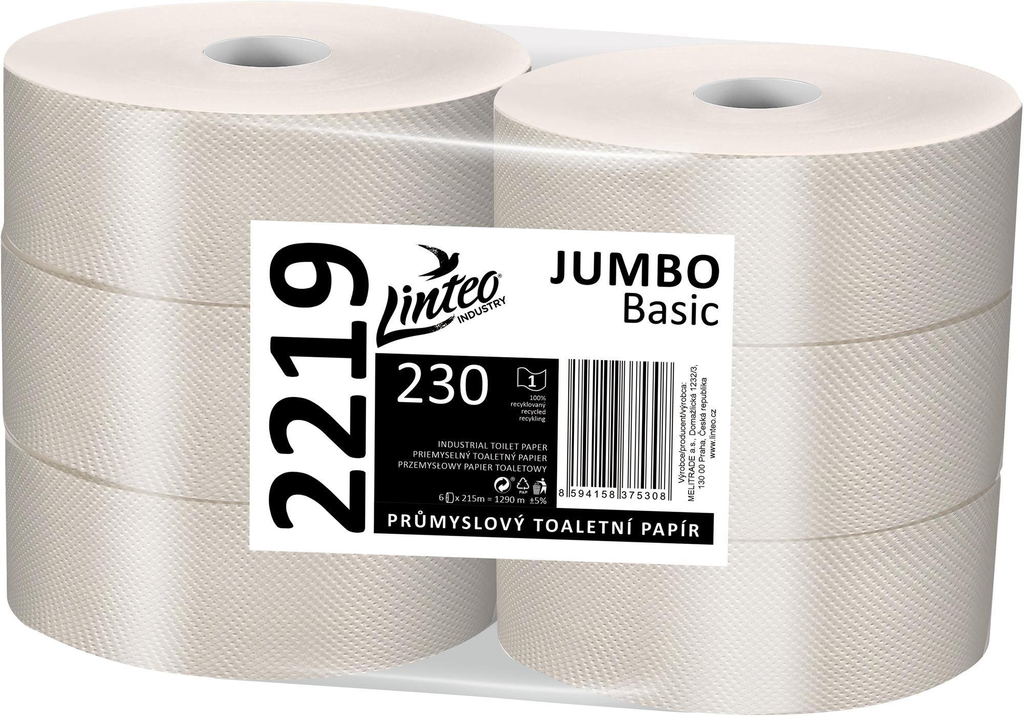 LINTEO Jumbo Basic 230 (6 ks) Toaletný papier