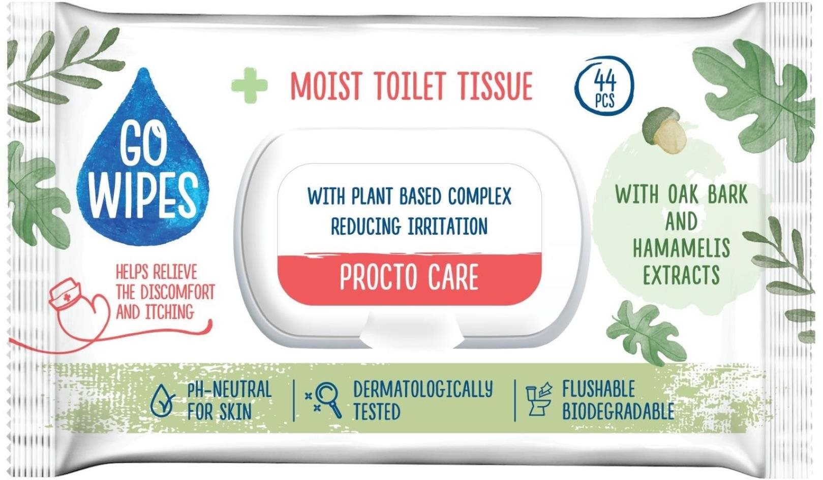 GoWipes Procto Care - tölgyfakéreg kivonattal, 44 db Nedves wc papír