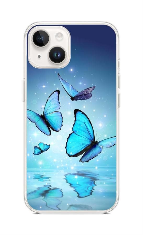 TopQ Kryt iPhone 14 Modré motýliky 109818 Kryt na mobil