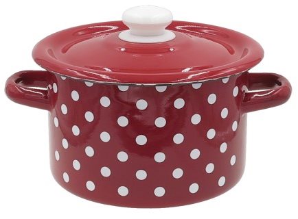 TORO Émail avec couvercle, 5,5 l, décor a pois Casserole