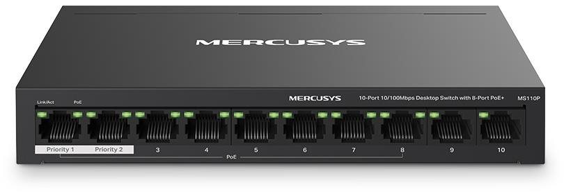 Mercusys MS110P, 10-Port switch, 8-Port PoE+ Switch