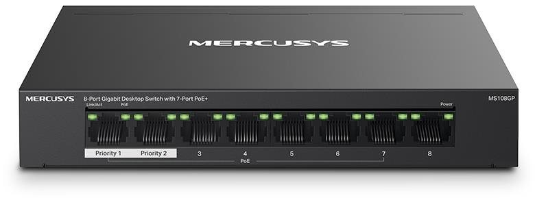 Mercusys MS108GP, 8-Port Gigabit switch, 7-Port PoE+ Switch
