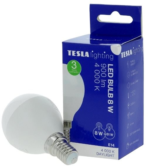 TESLA LED Birne Miniglobe BULB E14 - 8 Watt - Tageslicht LED-Birne