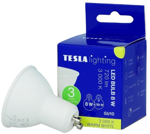 TESLA LED 8W GU10, blanc chaud Ampoule LED