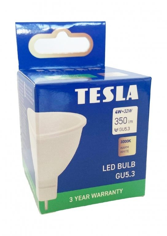 Tesla – LED žiarovka GU5,3 MR16, 4 W, 12V, 300 lm, 25000 h, 3000 K...