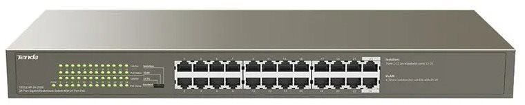 Tenda TEG1124P-24-250W PoE AT Gigabit Switch 225W, VLAN, Rackmount...