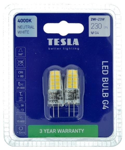 Tesla - G4, 2W, 12V, 230lm, 25 000h LED izzó, 4000K nappali fehér,...