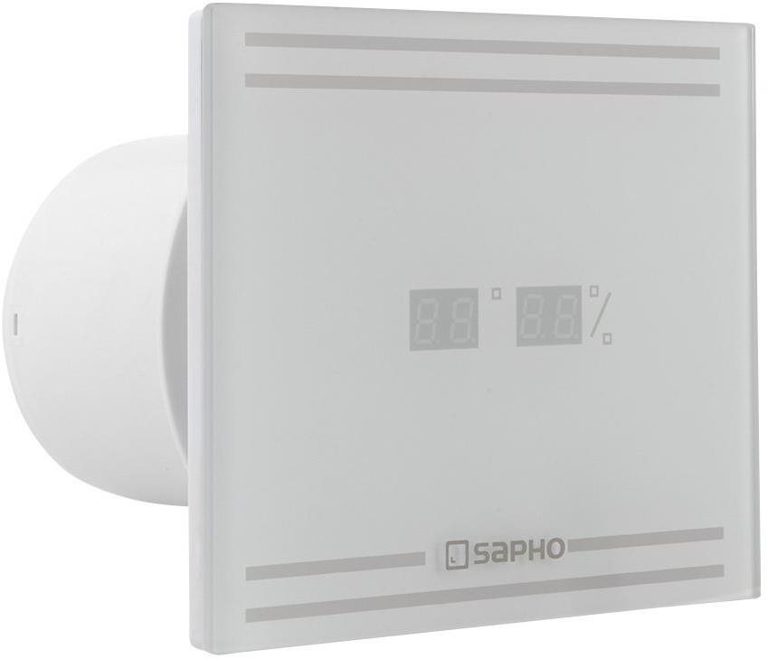 SAPHO GLASS kúpeľňový ventilátor axiálny s LED displejom, potrubie...