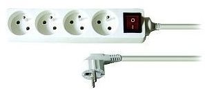 Solight Extension Lead, 4 sockets, white, switch, 3m Extension Cable