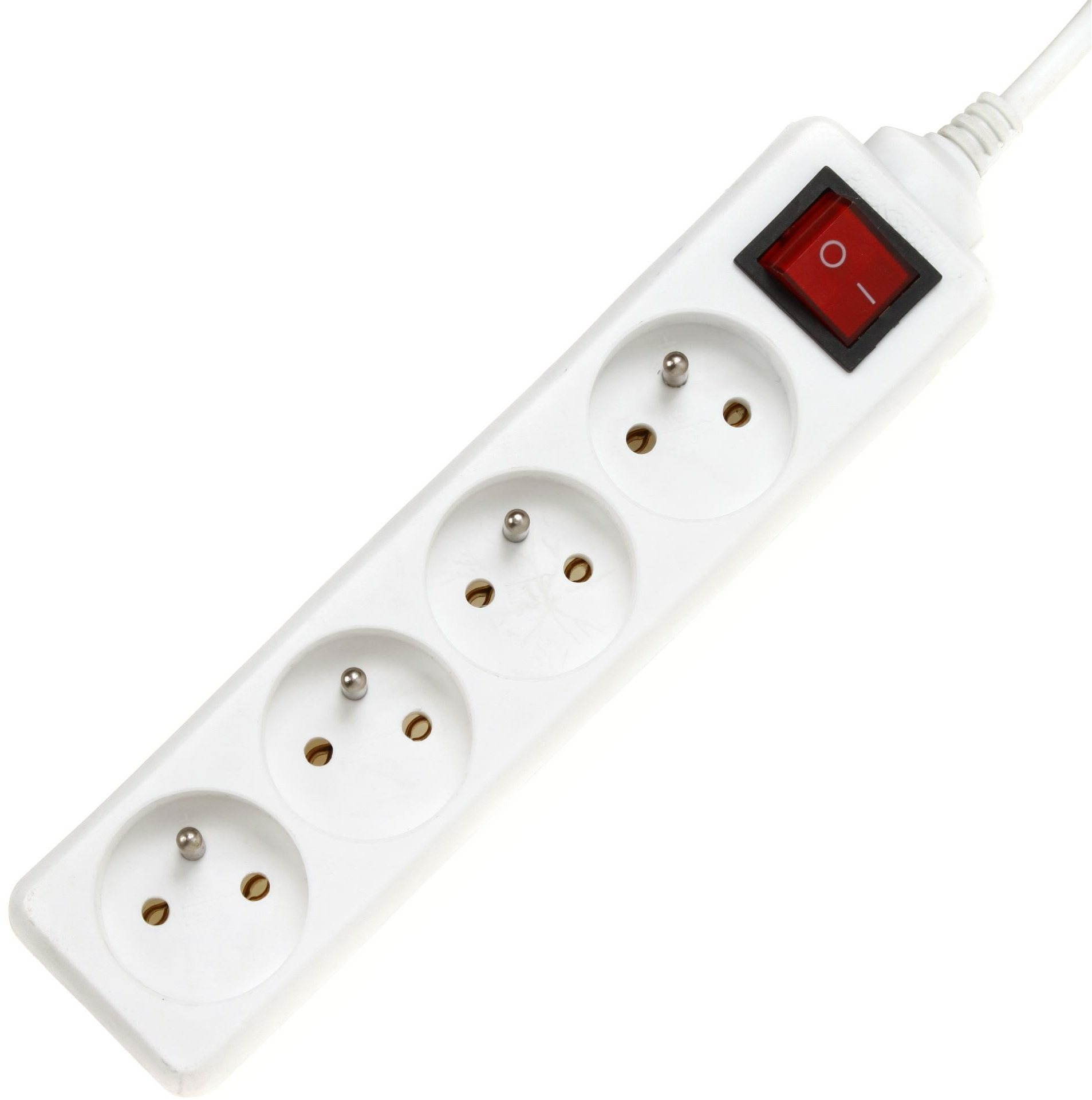 PremiumCord Extension Cable 230V 4 Sockets + Switch, 2m, White...