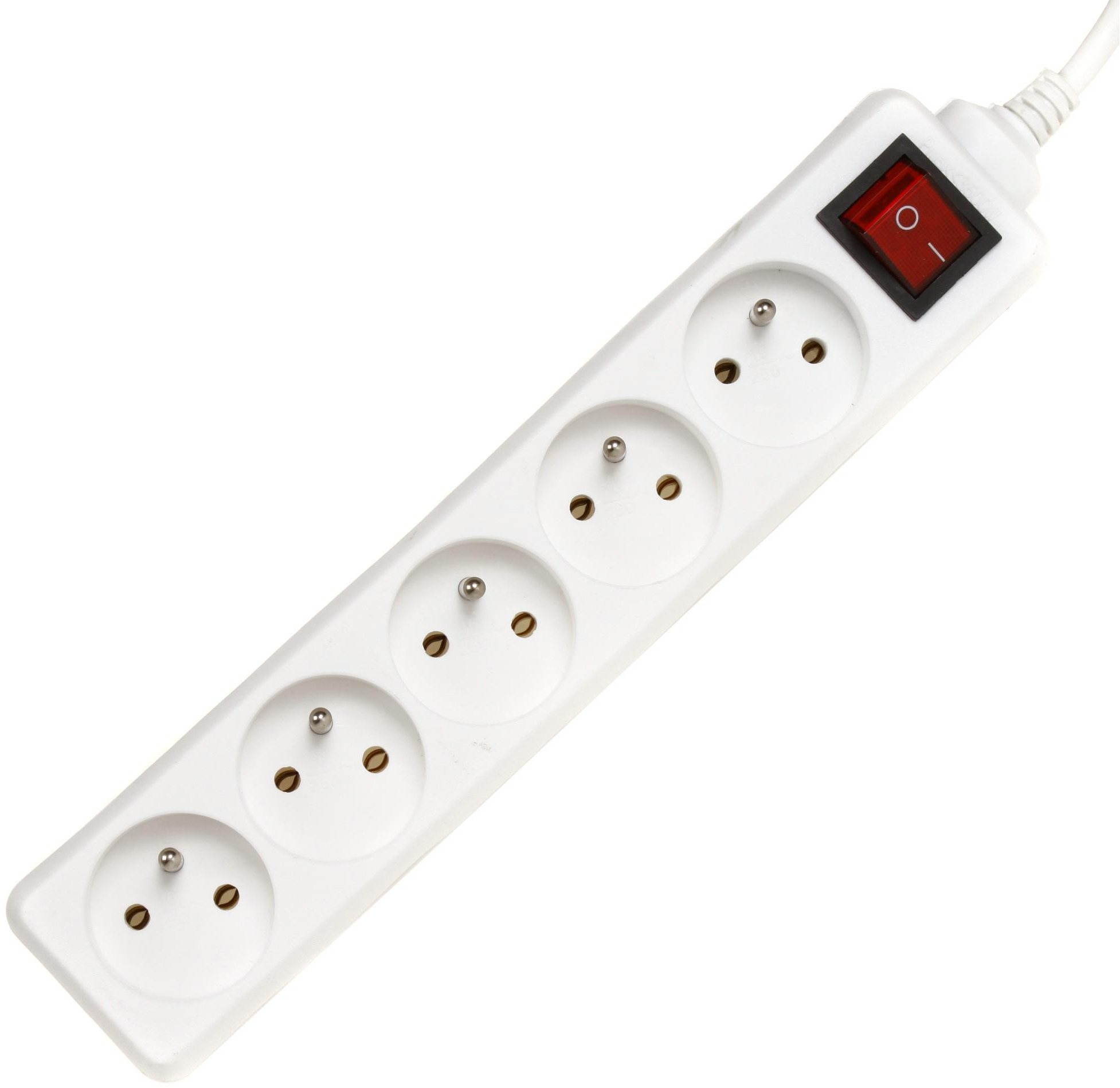 PremiumCord extension cord 230V, 5 sockets + switch white 10m...