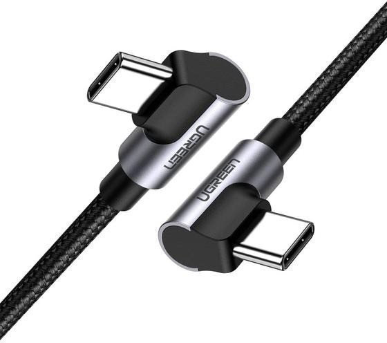 UGREEN Angled USB-C Cable Aluminum Case with Braided 1 m Black...