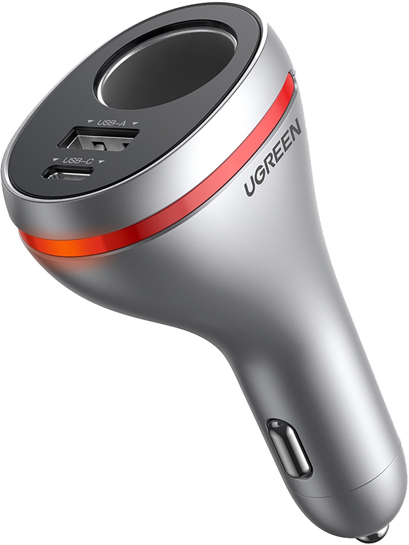 Ugreen Car Charger with Dual USB Ports Single Extension Socket (PD...