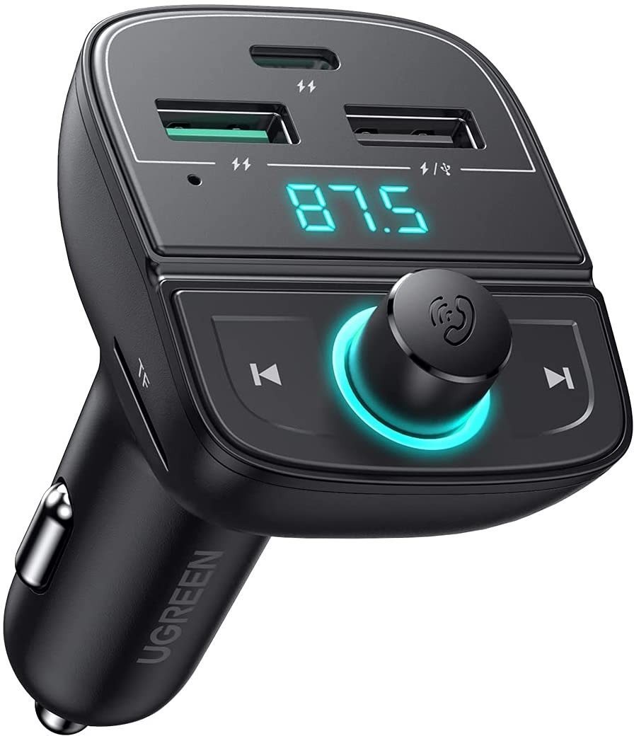 UGREEN Bluetooth Car Charger 5.0 (PD, QC3.0, USB Flash Drive, TF)...