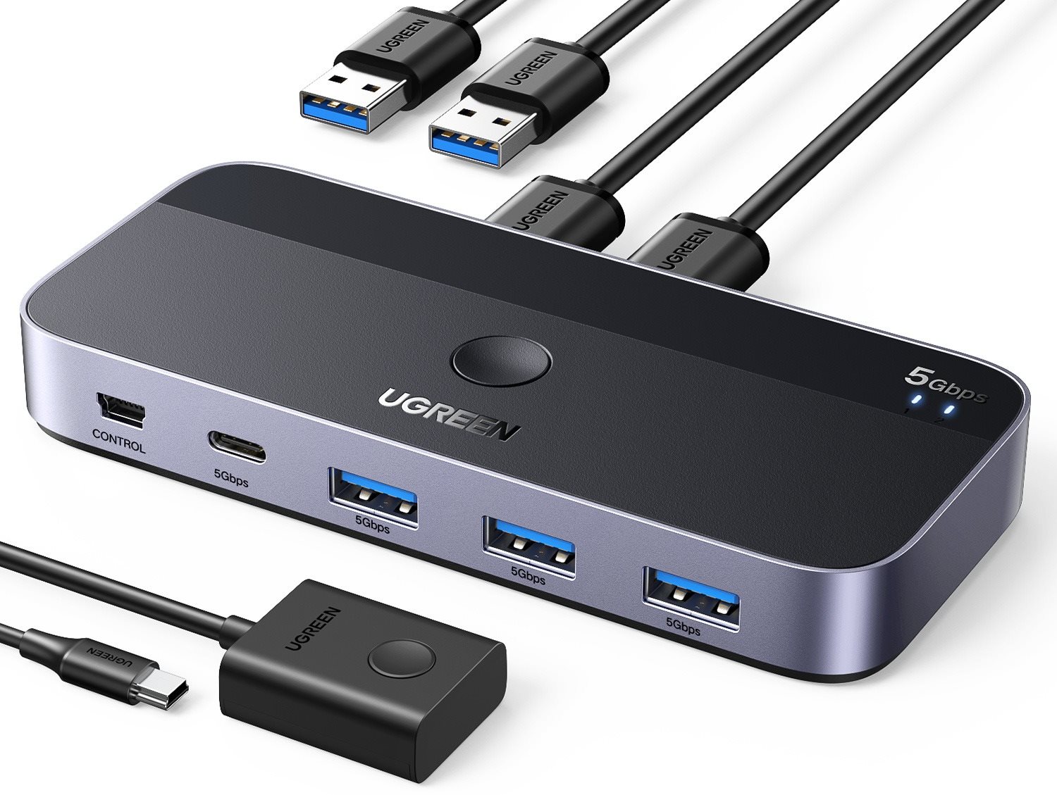 UGREEN USB 3.0 Sharing Switch 2-in-4 Out Port replikátor