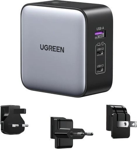 Ugreen USB-A + 2*USB-C 65 W GaN Tech Worldwide Travel Fast Charger...