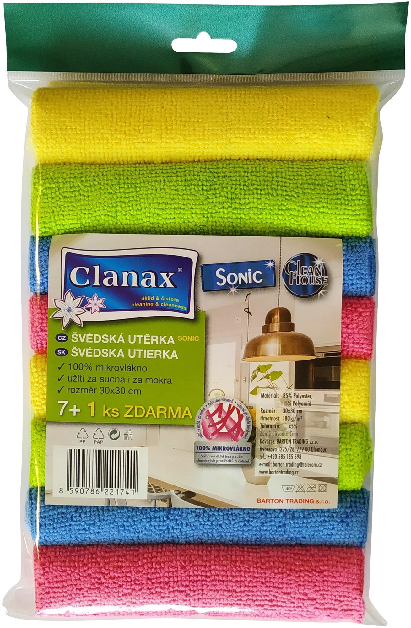 CLANAX švédska utierka Sonic 30 × 30, 8 ks Utierka