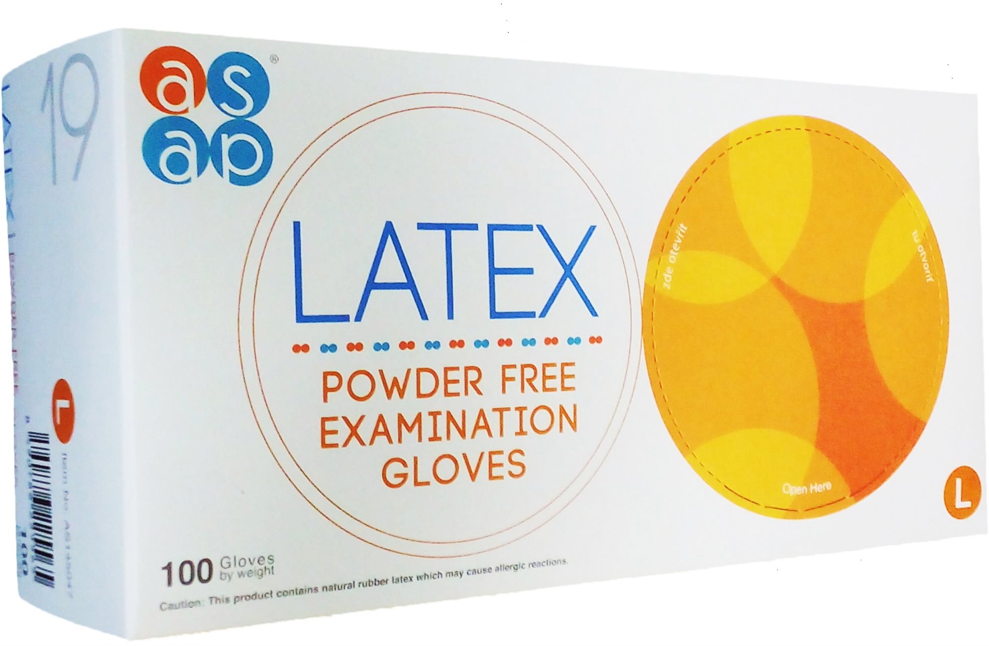 ASAP Latexové rukavice bez púdru 100 ks L Jednorazové rukavice