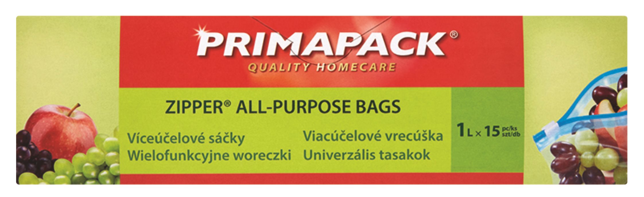 PRIMAPACK Zipper® Viacúčelové vrecká 1 l, 15 ks Vrecko
