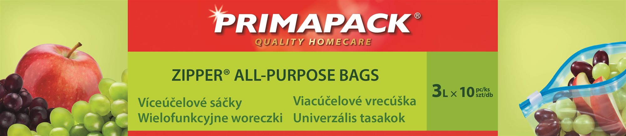 PRIMAPACK Zipper® Viacúčelové vrecká 3 l, 10 ks Vrecko
