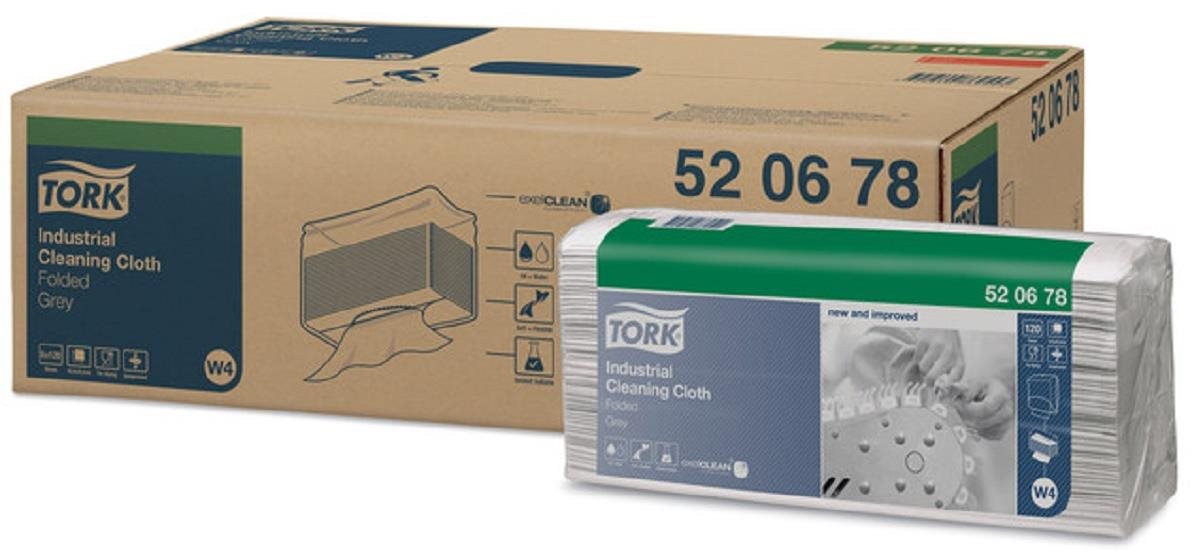 TORK Ipari, 120 db, 42,8 × 35,5 cm, 1 rétegű, szürke, W4 Törlőkendő