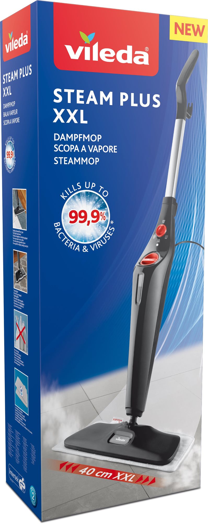 VILEDA Steam Plus XXL parný mop plochý Parný mop