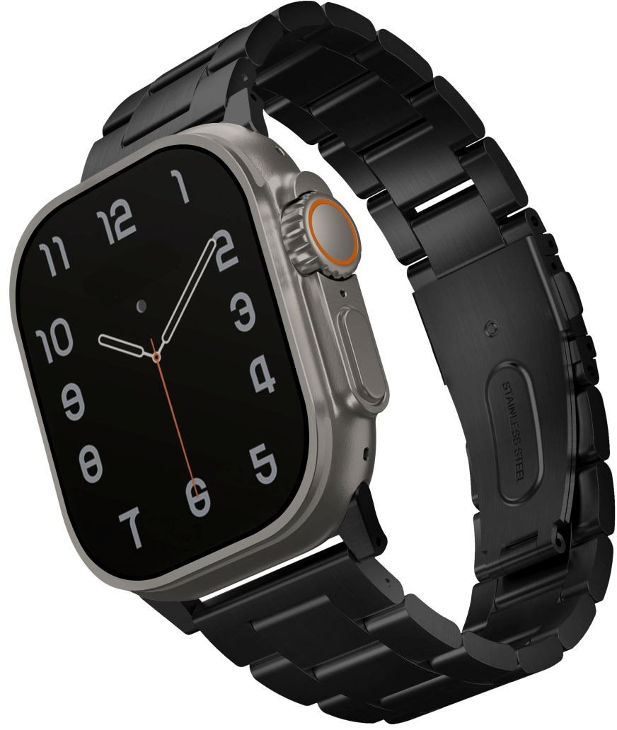 Uniq Osta Apple Watch 49/45/44/42mm, acél - Midnight (Black) Szíj