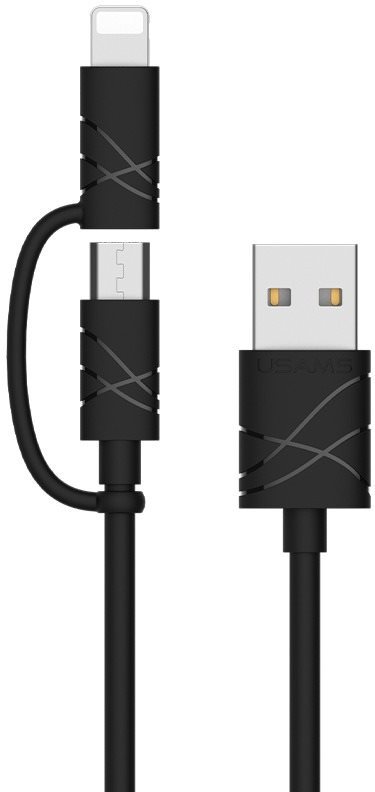USAMS US-SJ077 2 in 1 Data Cable Lightning + microUSB Black Data...