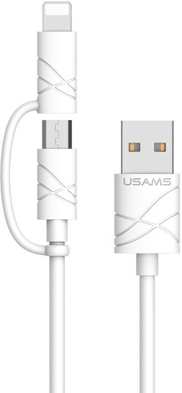 USAMS US-SJ077 2-in-1 Data Cable Lightning + microUSB White Data...